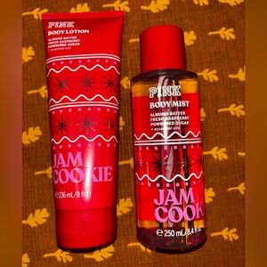 (Inventory 25) PINK Victoria's Secret Jam Cookie Body Lotion and Mist - Red
